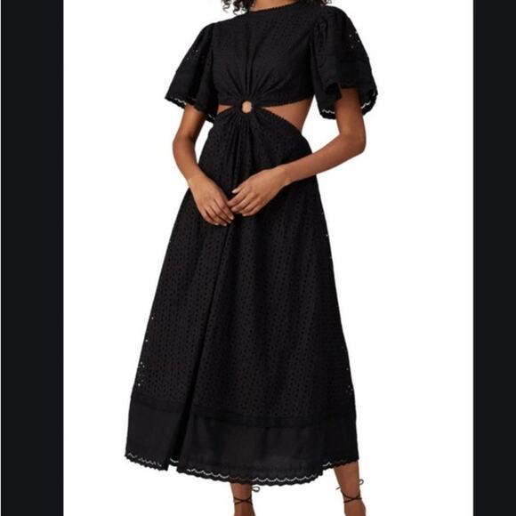 Maia Bergman Women's Crochet Eyelet Open Back Maxi Dress Large - Picture 6 of 13